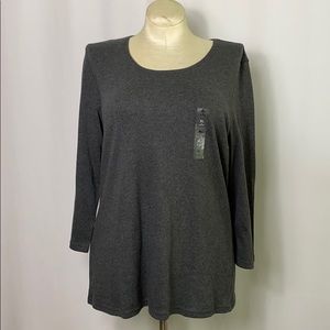 🌻 3/25 🌻 NWT Karen Scott Grey Long Sleeve Tee